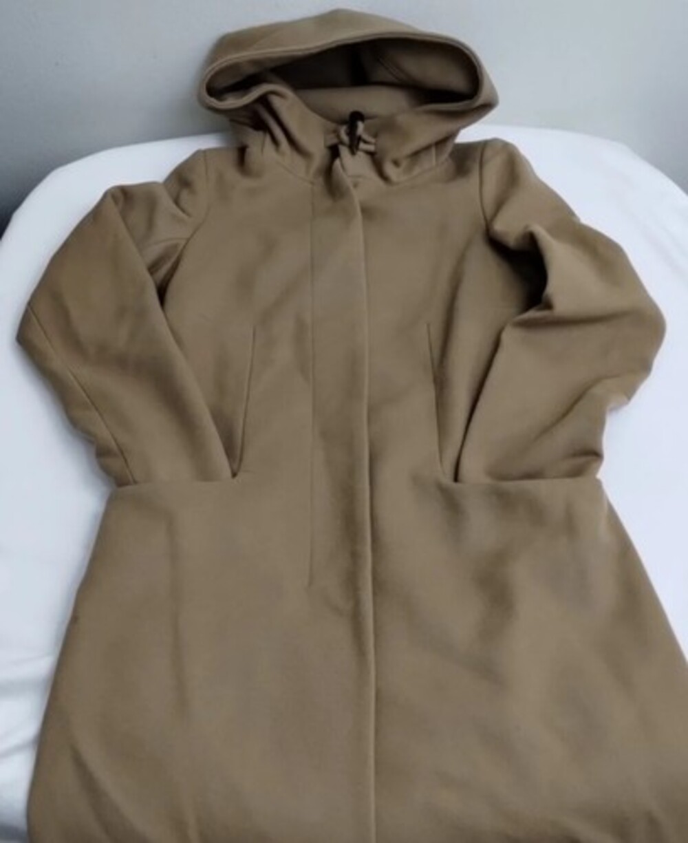 Babaton Pearce Womens Camel Wool Cashmere Hidden Button Hooded Coat Size XXS